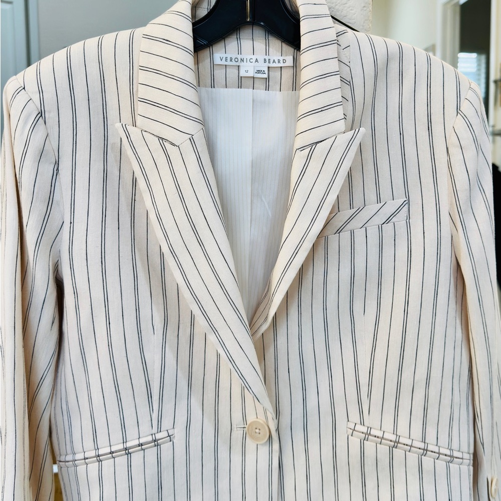 Veronica Beard Women's Pinstripe Blazer in Cream and Black NWOT